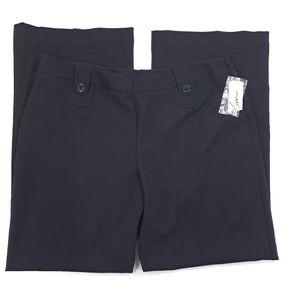 Kim Rogers Women's Black Career Dress Pants Wide Leg Side Zip Stretch Plus Sz 18